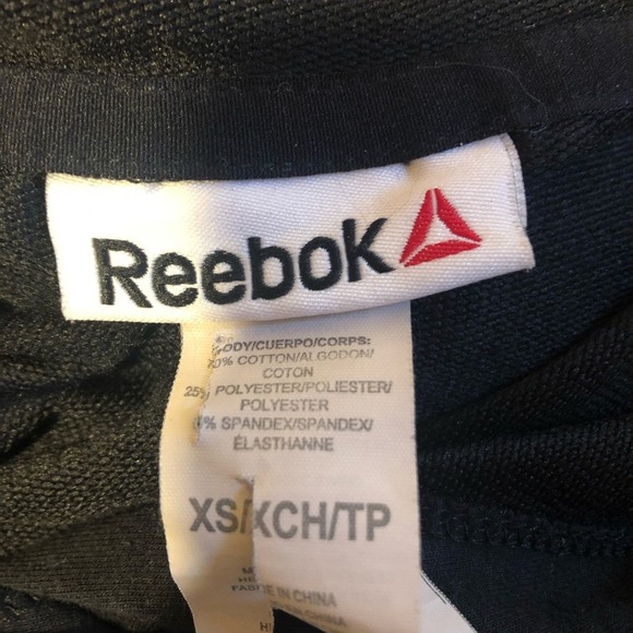 Reebok Metro Popover Cropped Hoodie Pullover Sweatshirt Black White Size XS - Picture 7 of 8